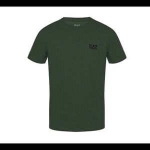 EA7 Emporio Armani Men’s Jersey T-shirt with Metallic Logo in Khaki Green XXL